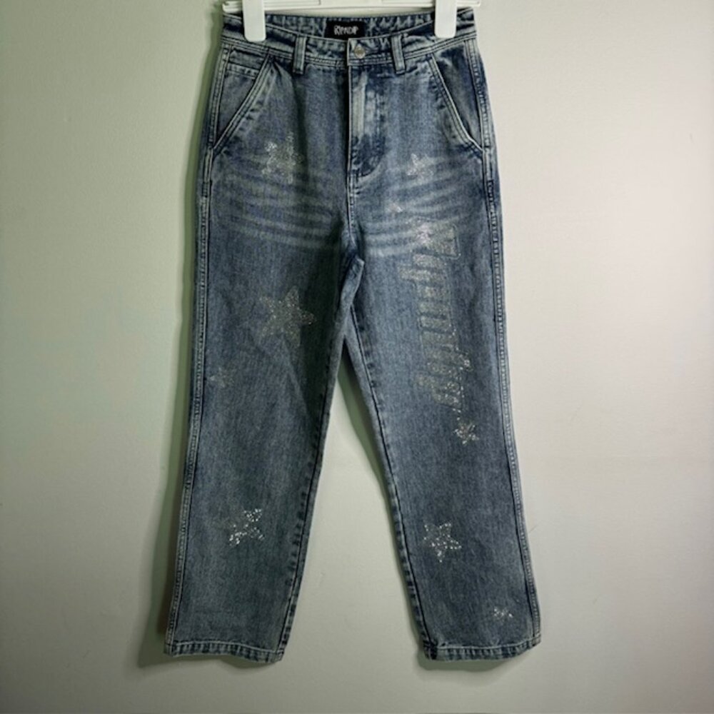 Ripndip Women's Rhinestone Star and Logo Jeans Size 28 NEW!!!